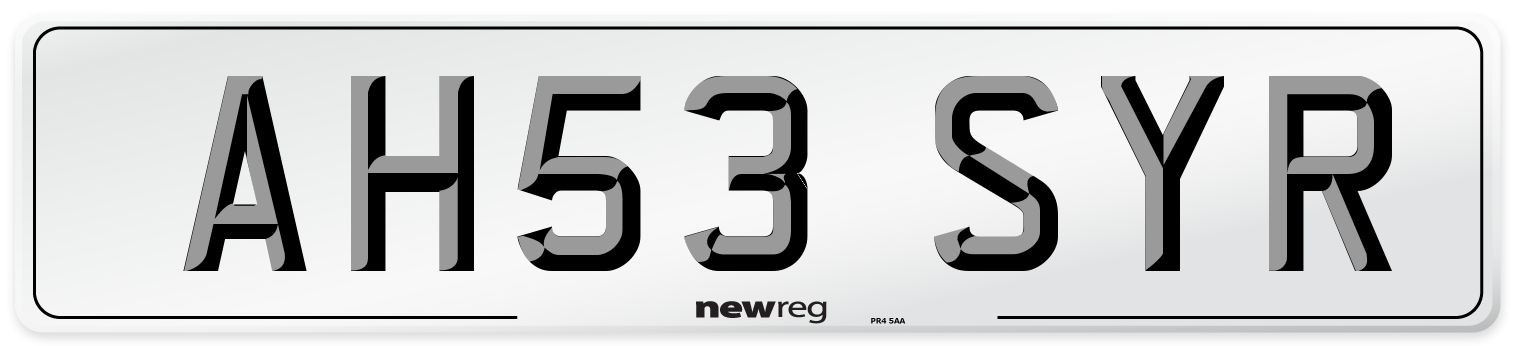 AH53 SYR Number Plate from New Reg